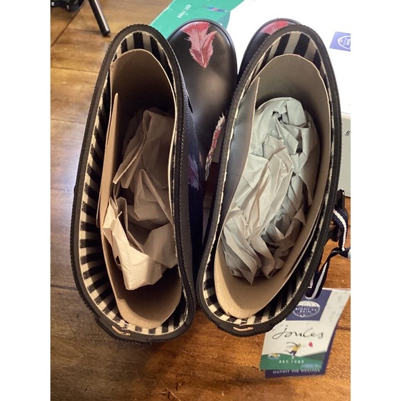 JOULES Women's Rubber Rain Boot Molly Welly Size 5 Feather Black NIB - Picture 6 of 9